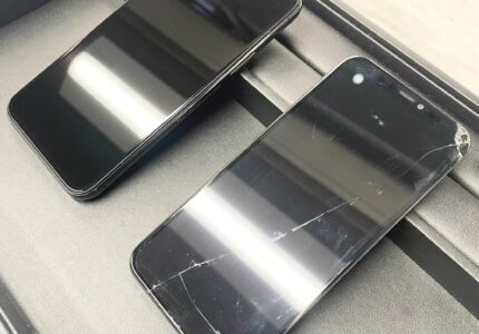 iPhone11pro　銀　フッ素　ガラス　コーティング　大阪本町